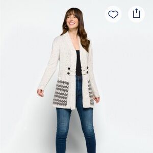 Chic Cream and Gray Women's Cardigan